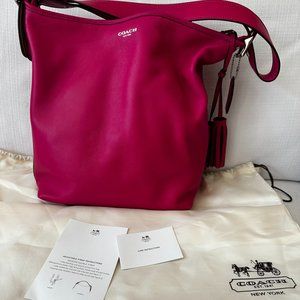 New With Tags Hot Pink BARBIECORE! Coach Adjustable Strap Leather Bucket Bag